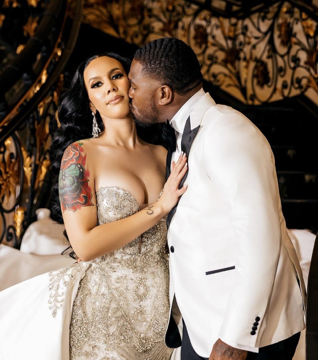 C2025-EA2777 - crystal beaded strapless wedding gown