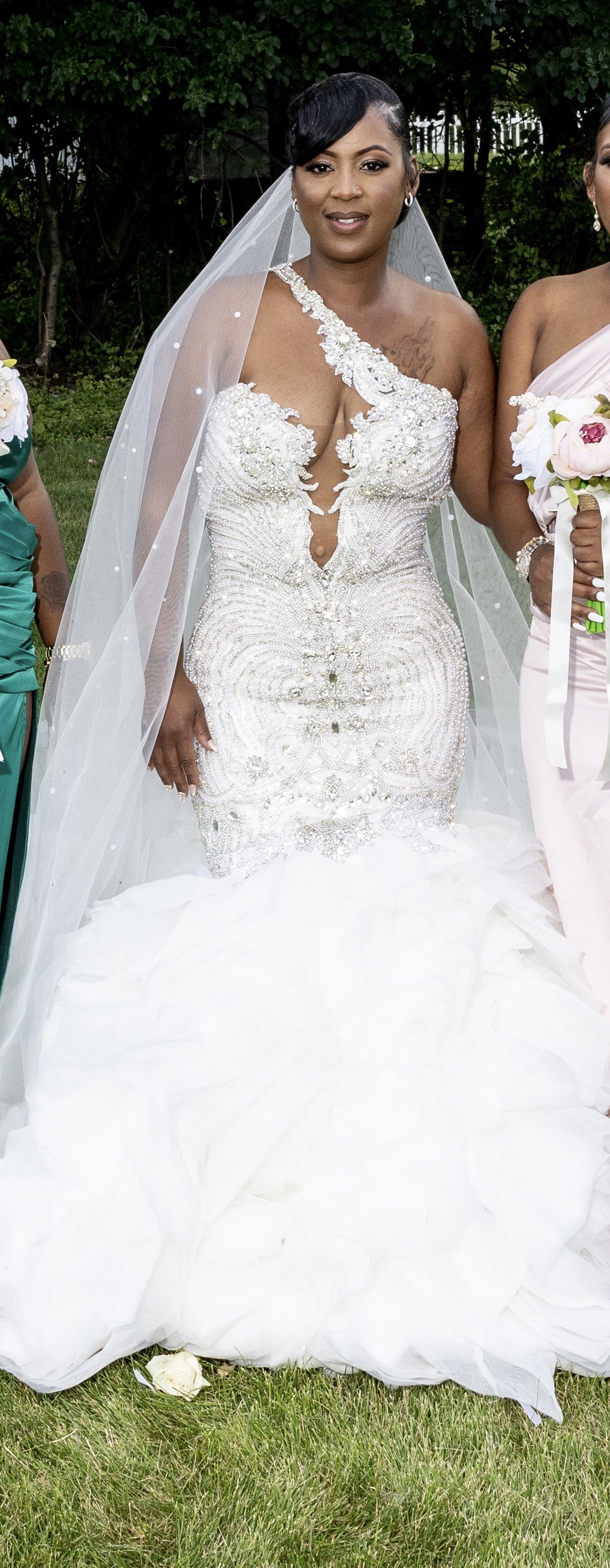 C2025-EA2735 - halter fit-to-flare beaded wedding gown