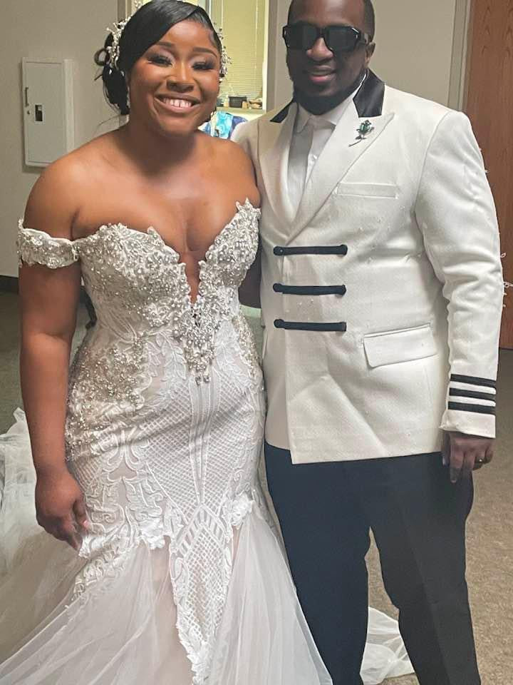 C2025-EA2815 - off the shoulder fit-and-flare beaded wedding gown