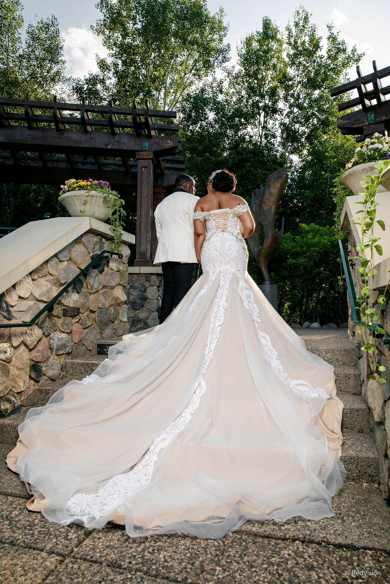 C2025-EA2815 - off the shoulder fit-and-flare beaded wedding gown