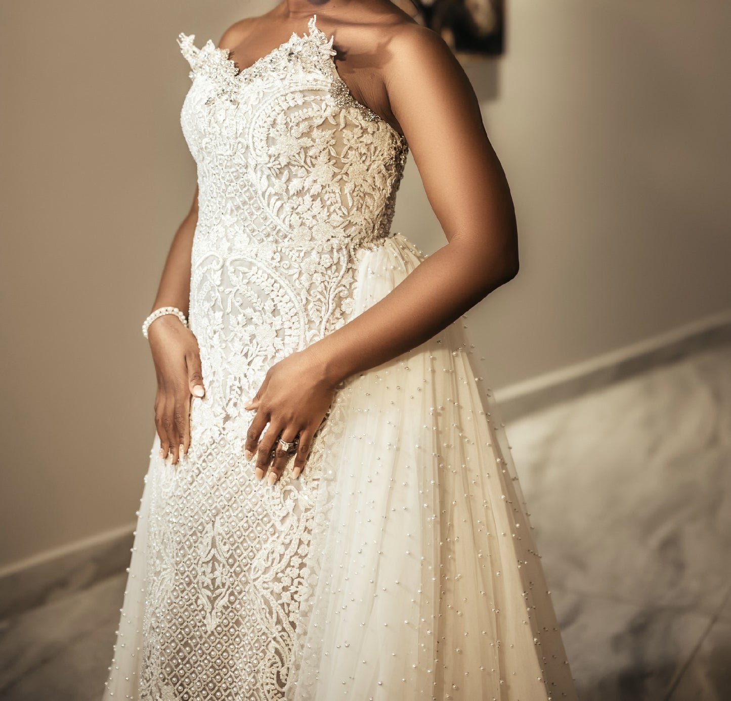 C2025-EA2830 - strapless ornate beaded and embroidered wedding gown