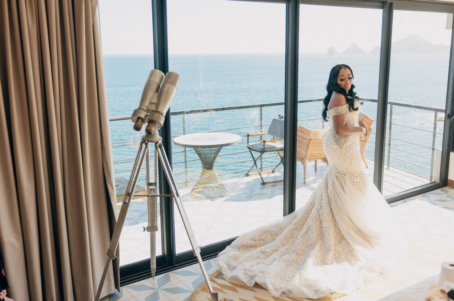 C2025-EA606 - Off the shoulder fit-to-flare beaded lace wedding gown