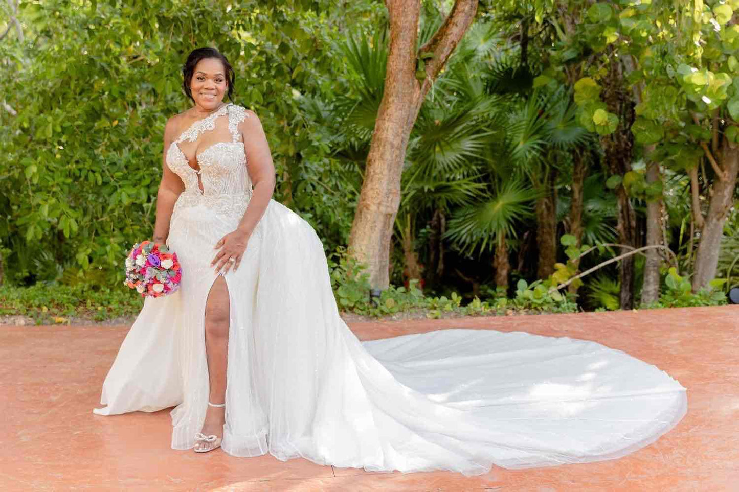 C2025-EA2838 - one shoulder halter beaded wedding gown