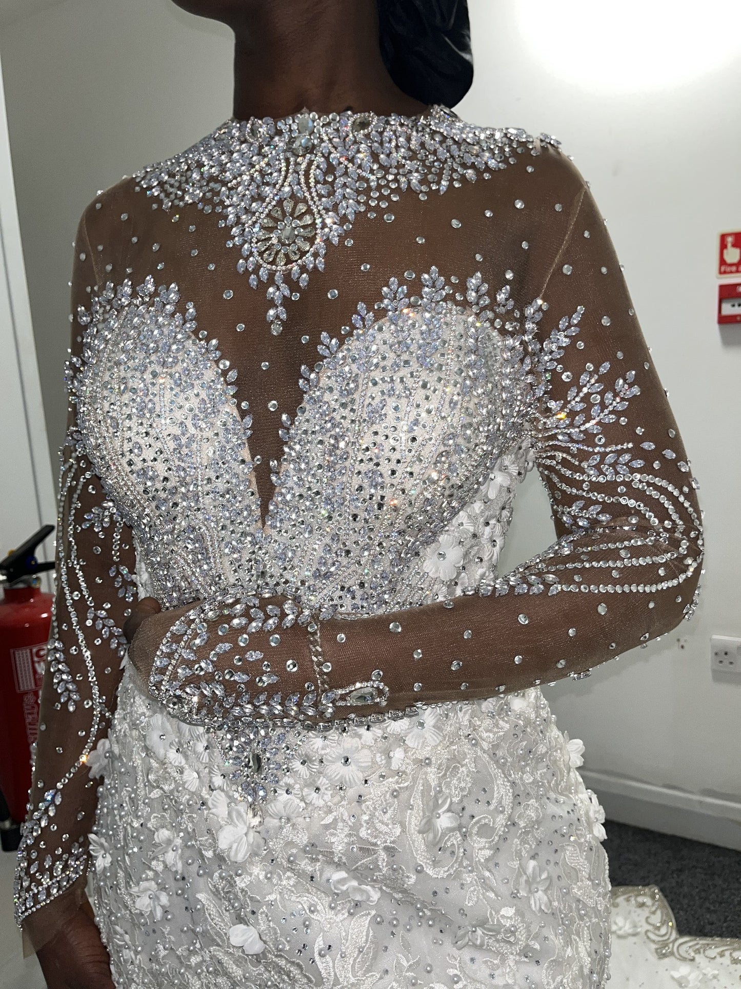 C2025-EA2840 - long sleeve bling beaded wedding gown