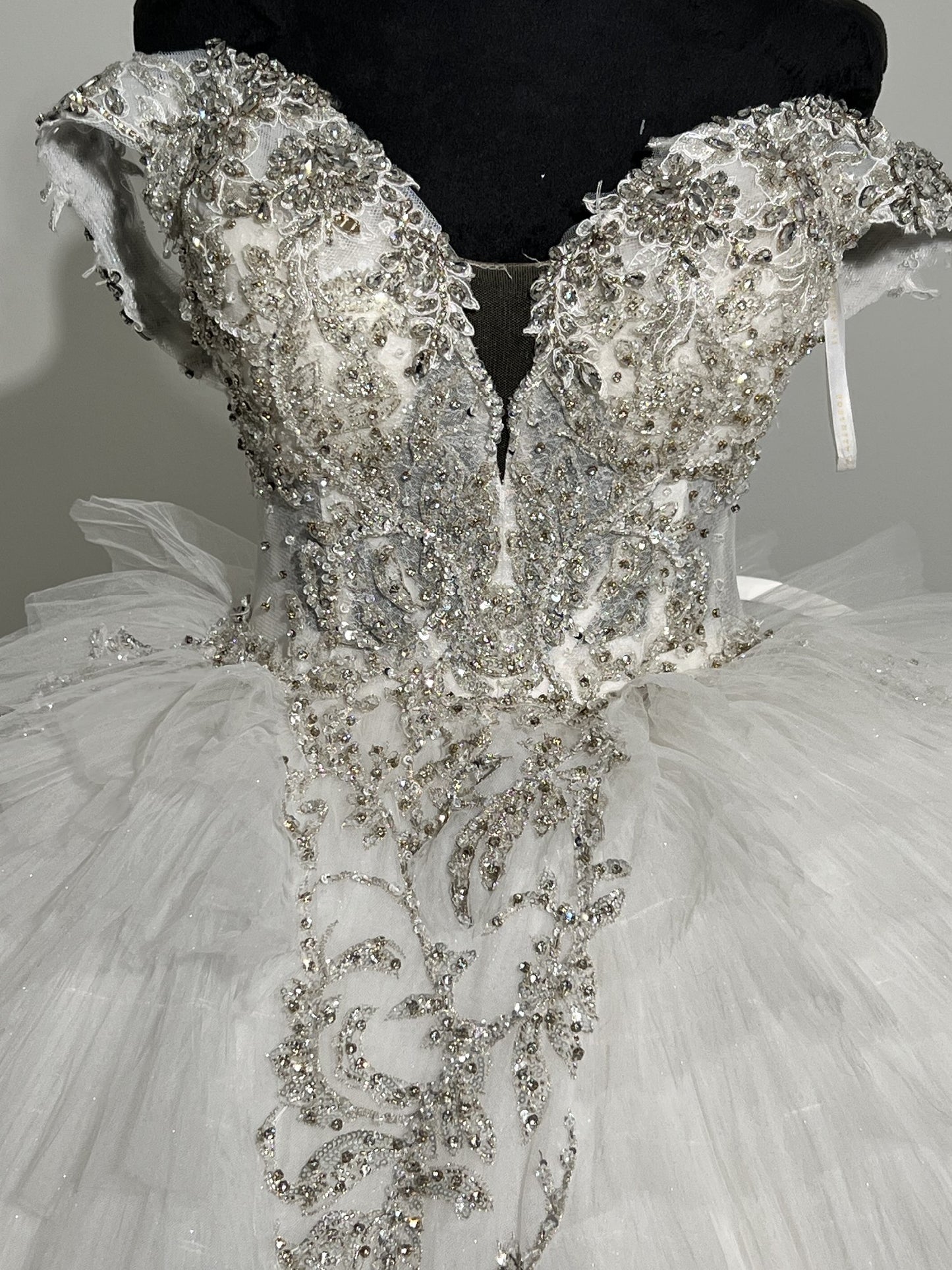 C2025-EA2844 - off the shoulder beaded bodice wedding ball gown