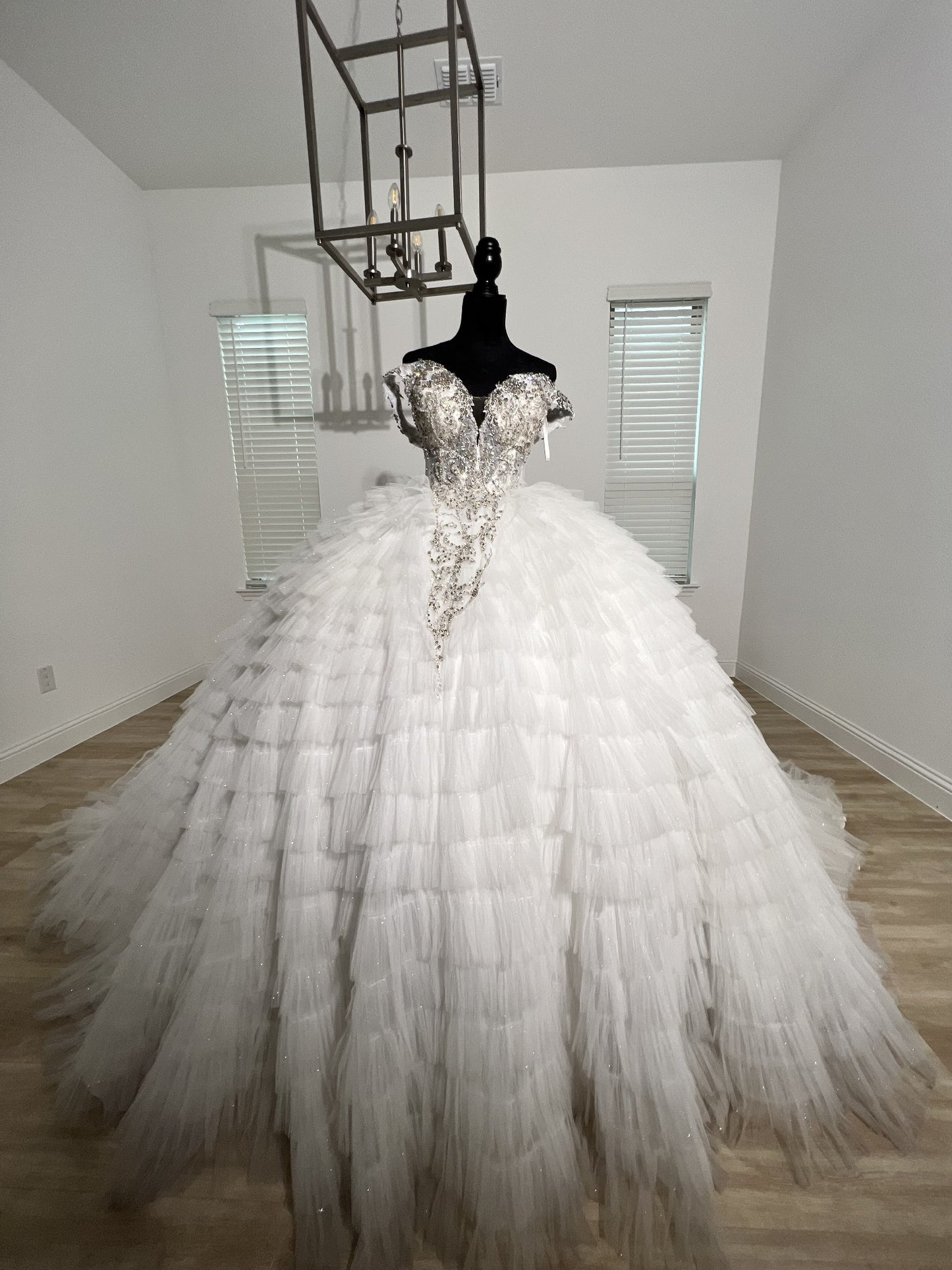 C2025-EA2844 - off the shoulder beaded bodice wedding ball gown