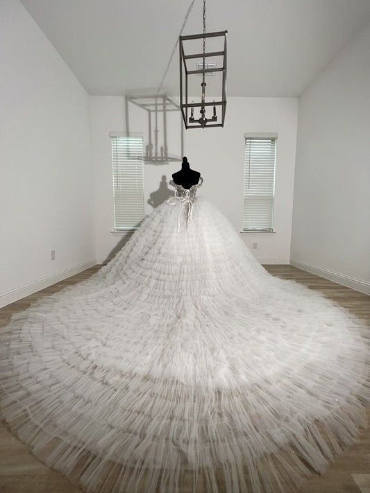 C2025-EA2844 - off the shoulder beaded bodice wedding ball gown