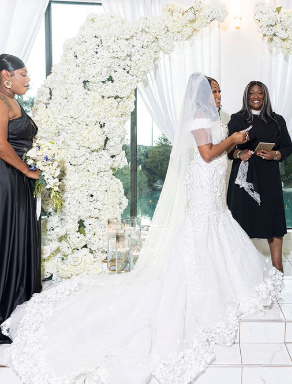 C2025-EA2855 - Off the Shoulder fit-and-flare beaded embroidery wedding gown