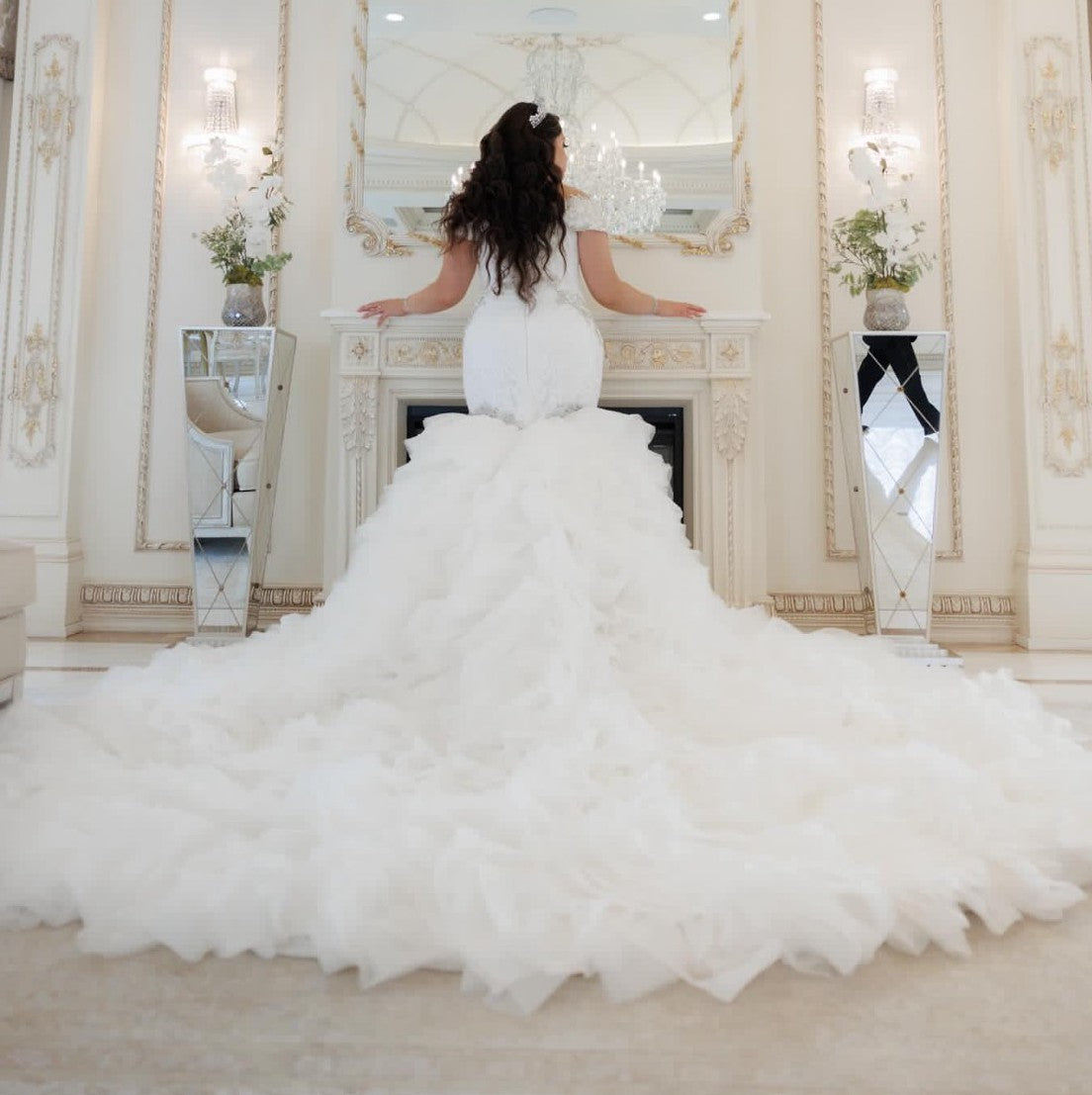 C2025-EA2915 - Off the shoulder mermaid fitted wedding gown