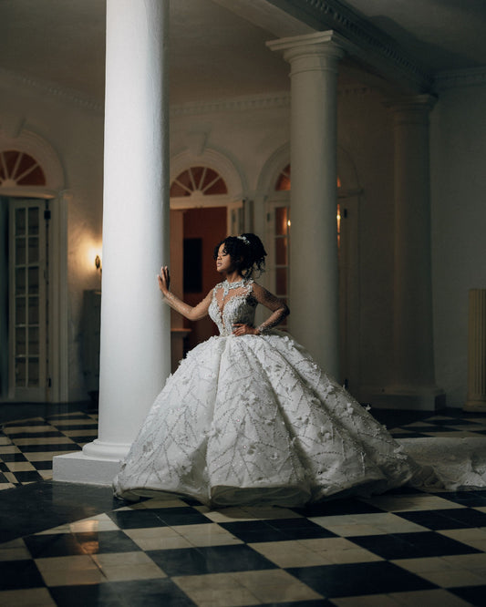 C2025-EA2940 - crystal bling collar ball gown wedding dress