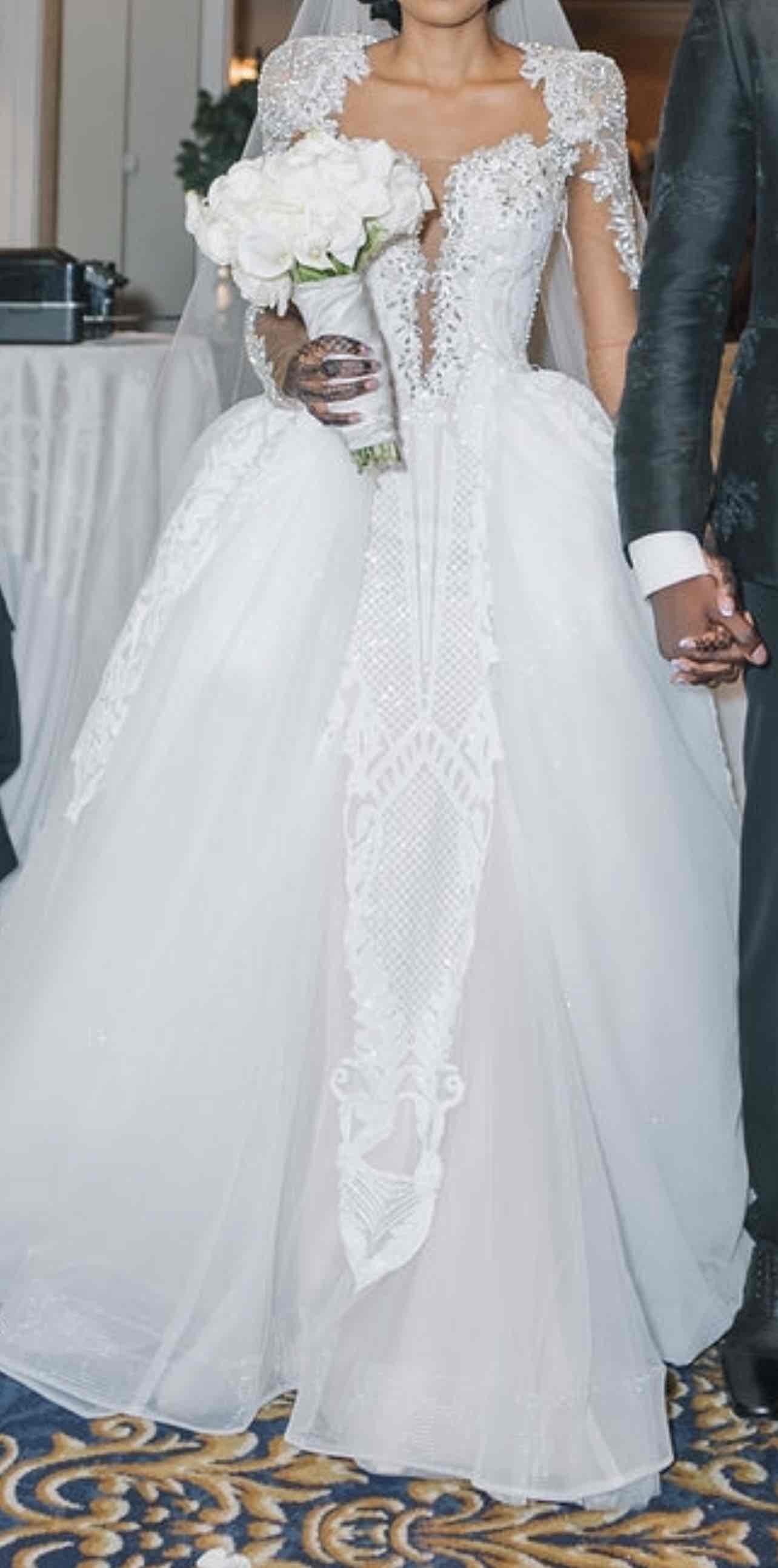 C2025-EA - Sheer long sleeve embroidered wedding gown