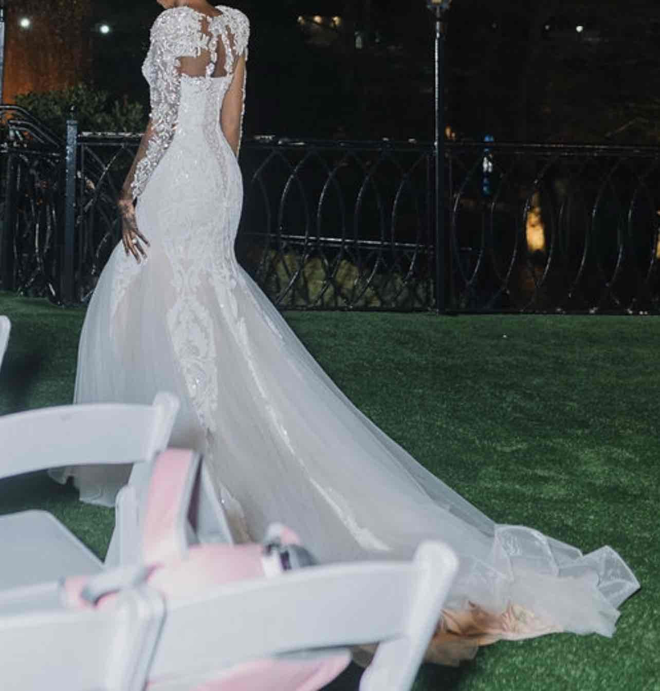 C2025-EA - Sheer long sleeve embroidered wedding gown