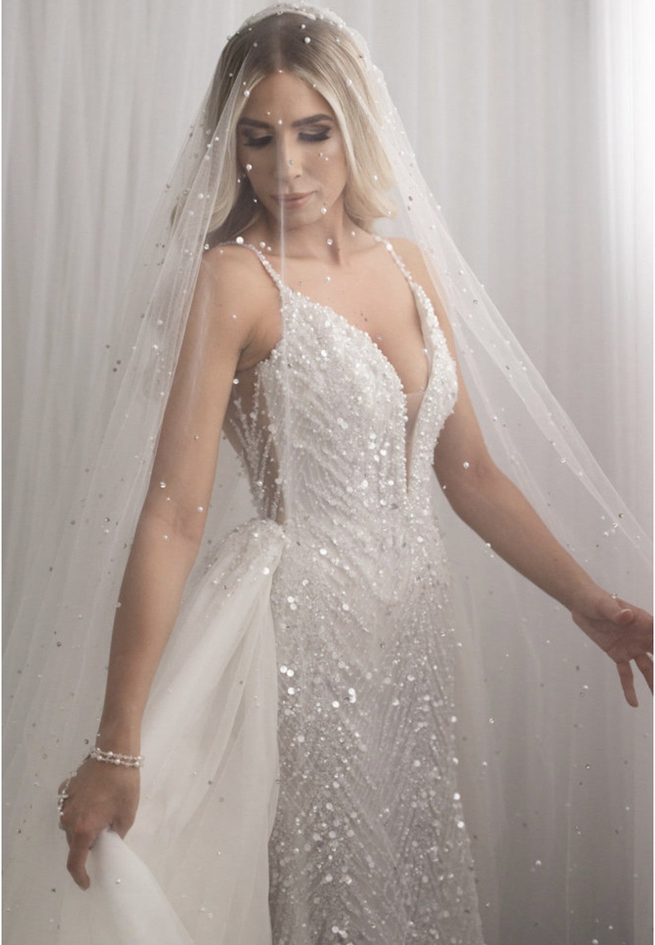 C2025-LDG-911 - beaded sleeveless v-neck wedding gown