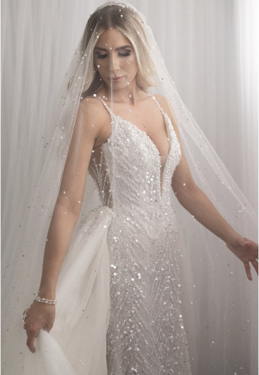 C2025-LDG-911 - beaded sleeveless v-neck wedding gown