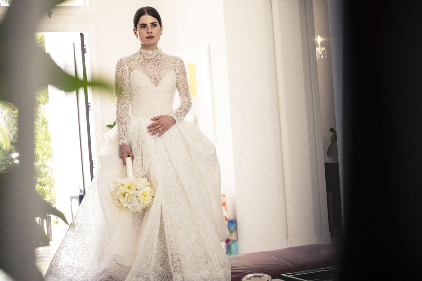 C2025-VW-1125 - Traditional long sleeve Modest lace Wedding Gown