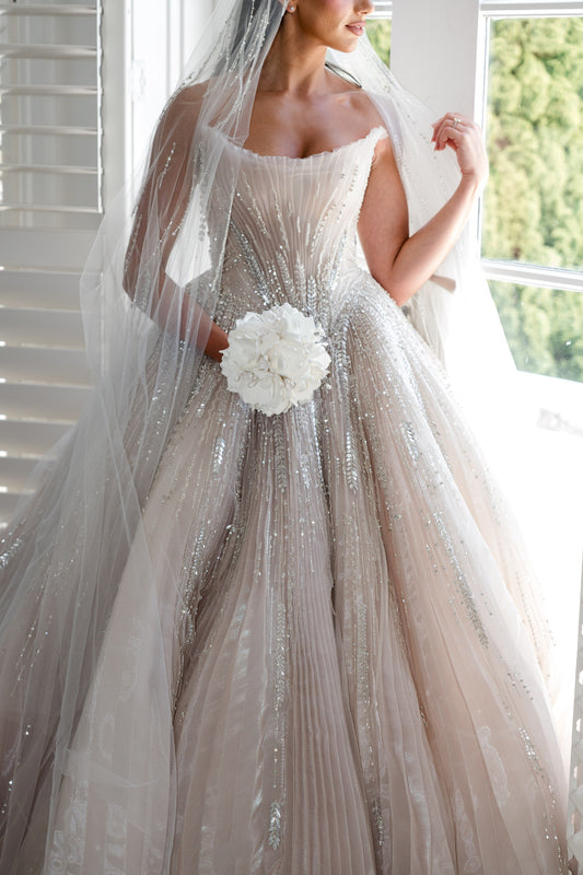 C2025-LDG110 - beaded strapless a-line wedding ball gown