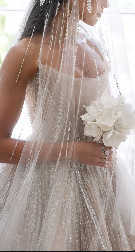 C2025-LDG110 - beaded strapless a-line wedding ball gown