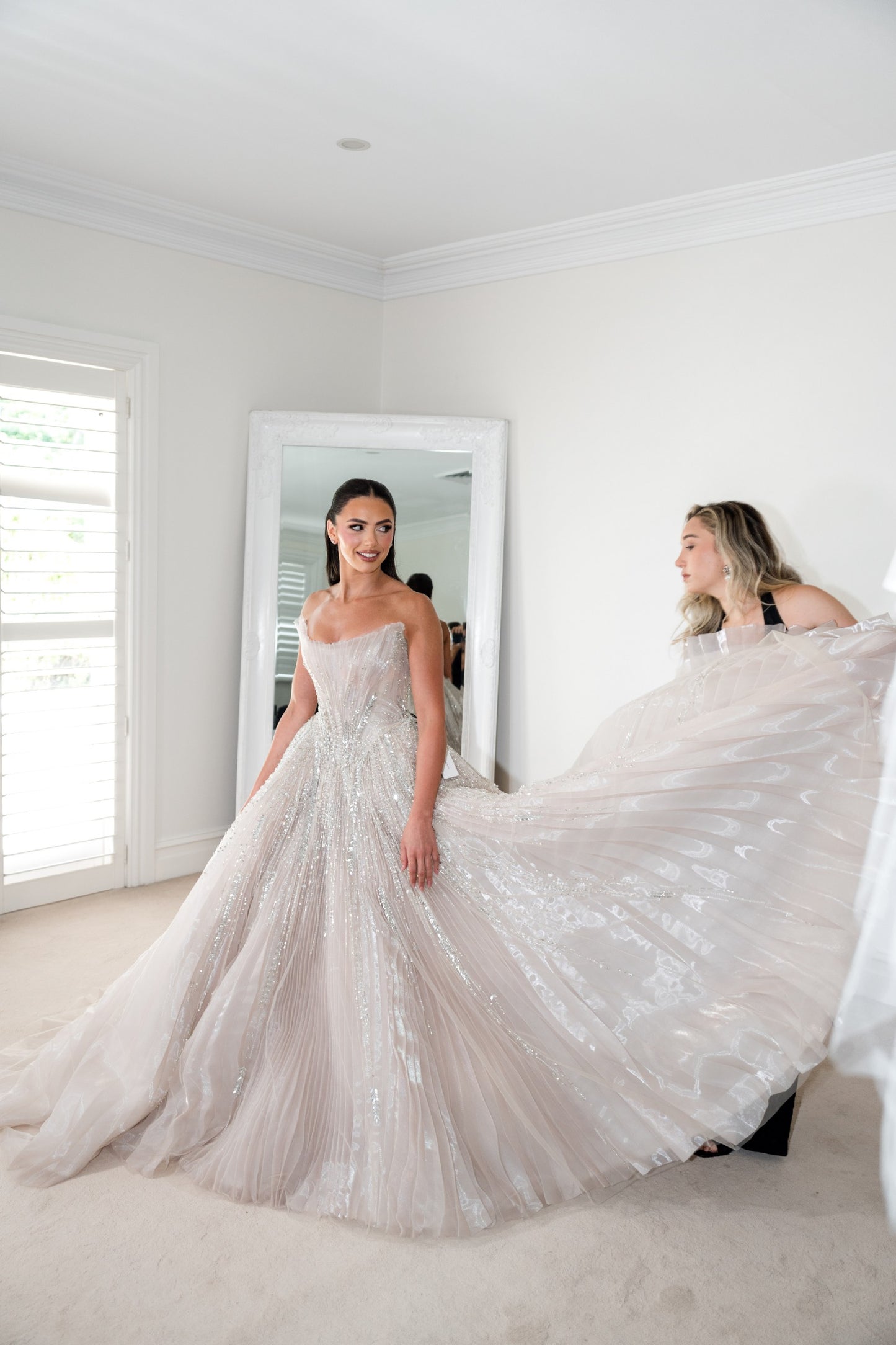 C2025-LDG110 - beaded strapless a-line wedding ball gown