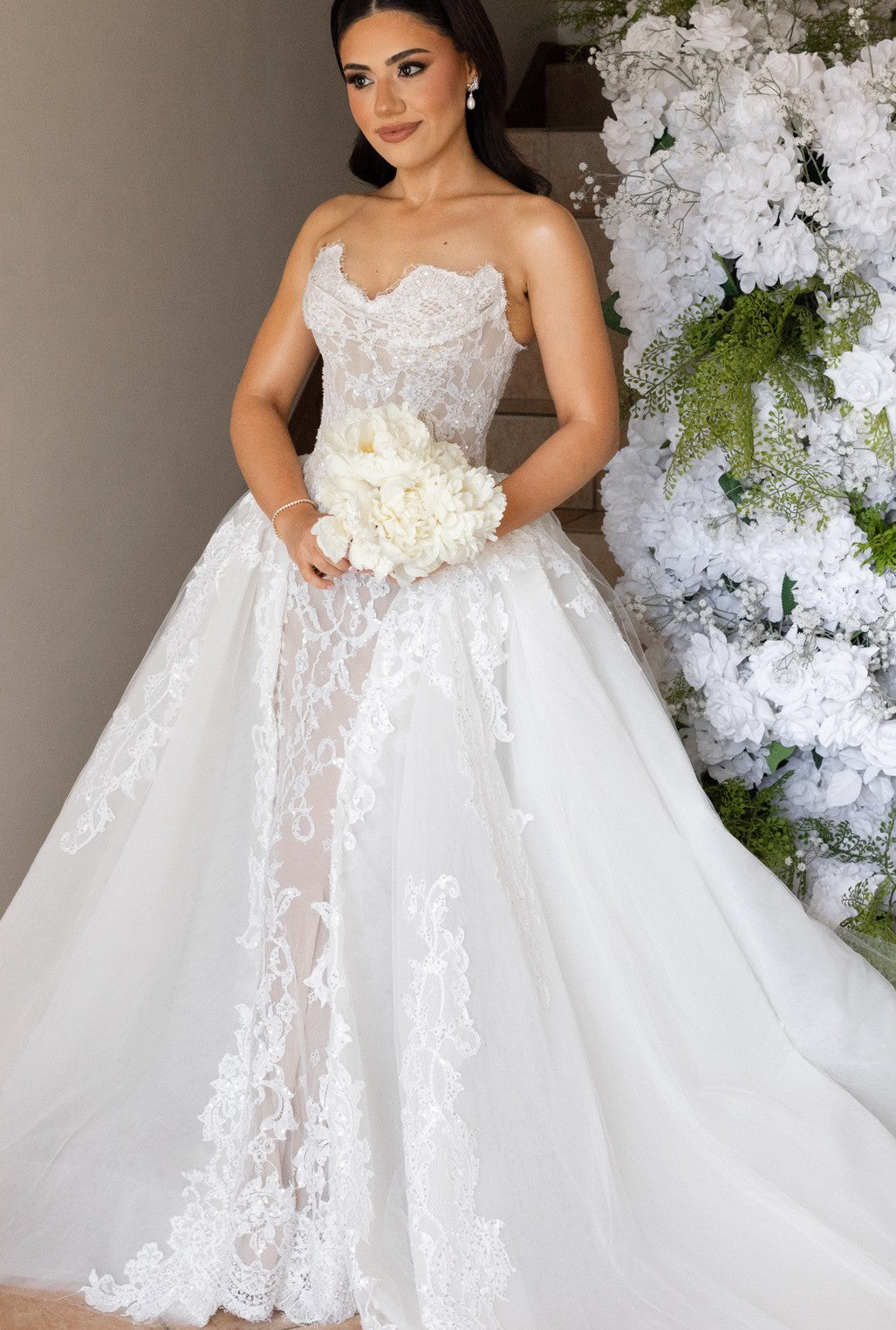 C2025-SK119 - strapless lace and embroidery mermaid wedding gown