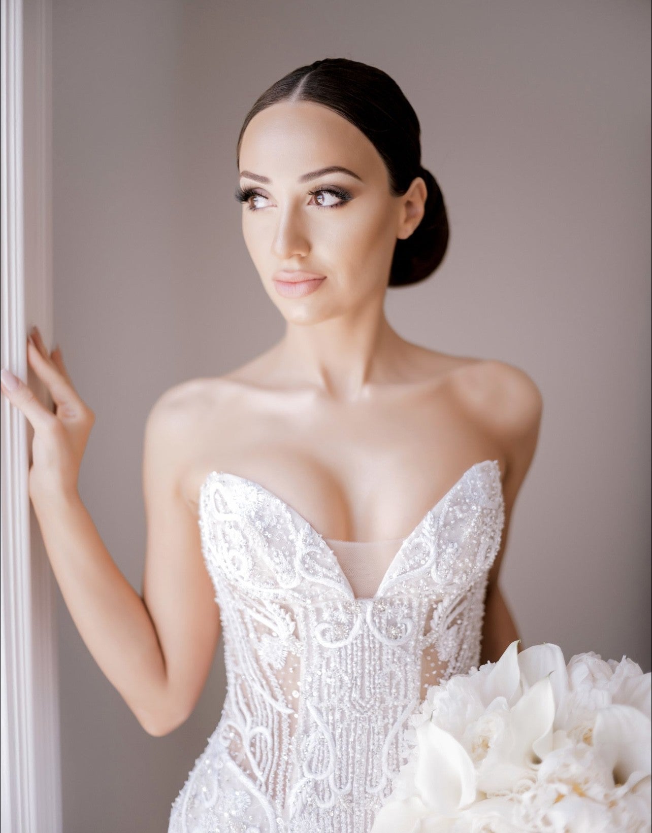 C2025-ID87 - strapless beaded couture wedding gown