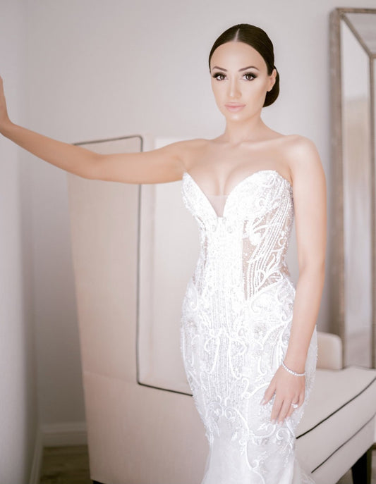 C2025-ID87 - strapless beaded couture wedding gown