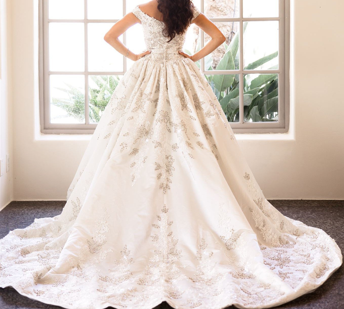 C2025-SY930 - beaded off the shoulder ball gown wedding dress