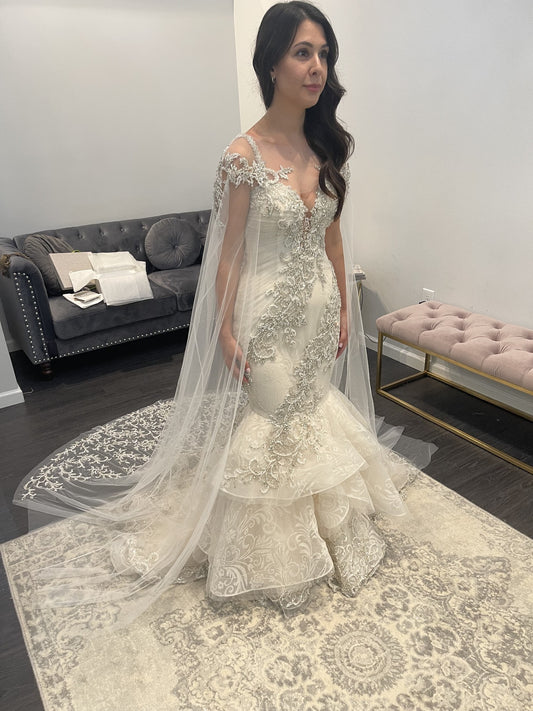 C2025-SY1001 - beaded fit-n-flare bling beaded wedding gown