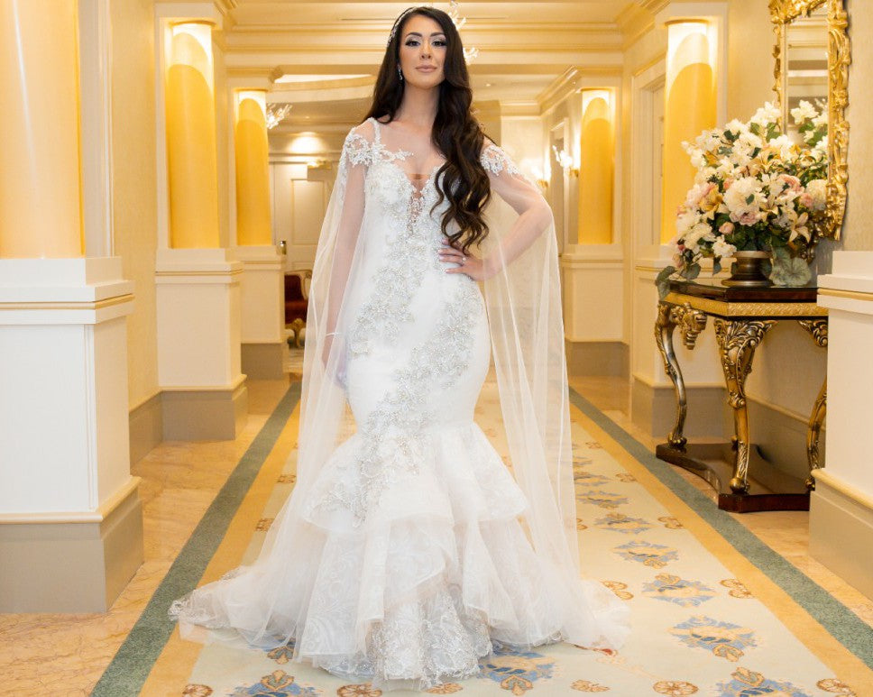 C2025-SY1001 - beaded fit-n-flare bling beaded wedding gown