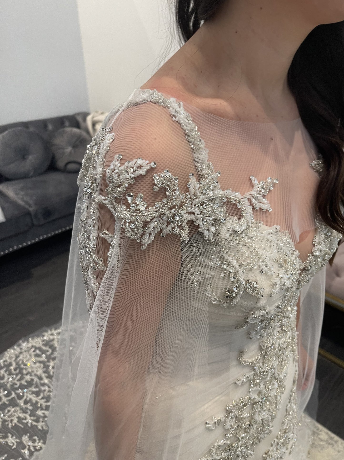 C2025-SY1001 - beaded fit-n-flare bling beaded wedding gown