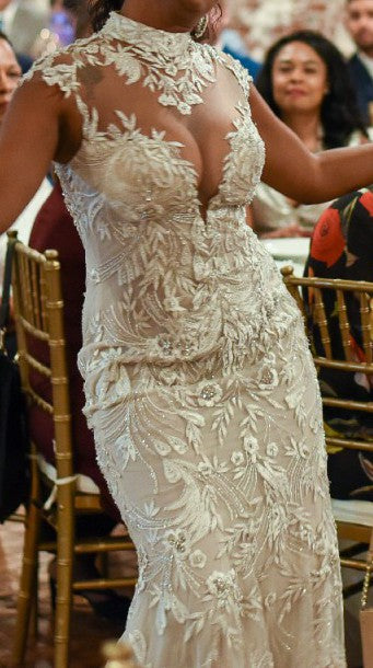 C2025-SY1086 - cap sleeve embroidered wedding gown