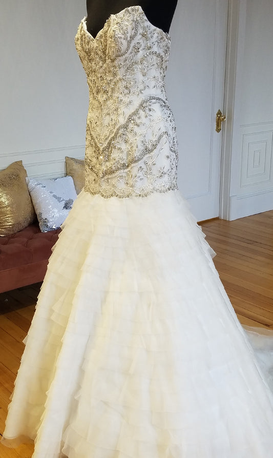 C2025-SY1088 - crystal beaded strapless fit-n-flare wedding gown