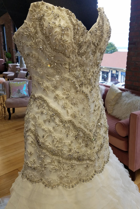 C2025-SY1088 - crystal beaded strapless fit-n-flare wedding gown