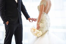 C2025-GL11 - fit-to-flare cap sleeve bling beaded wedding gown