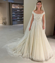 C2025-ES10 - off the shoulder empire waist ball gown wedding dress