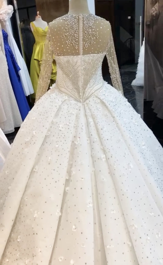 C2025-JLS04 - rhinestone crystal beaded wedding ball gown