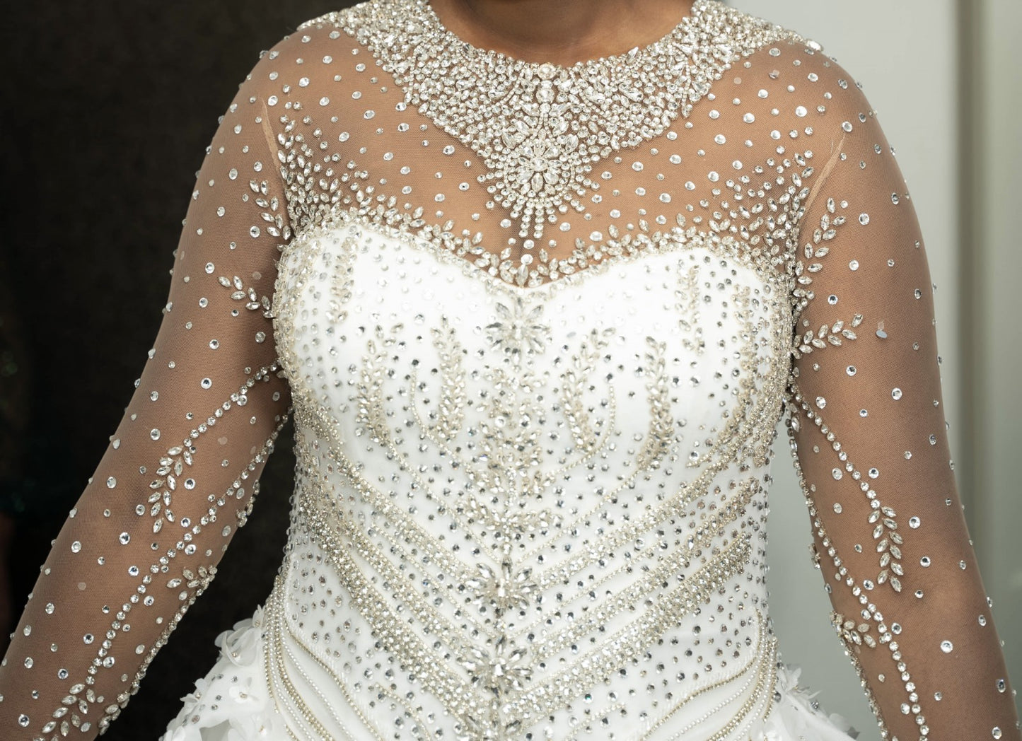 C2025-JLS04 - rhinestone crystal beaded wedding ball gown