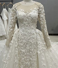 C2025-LS05K - Illusion neckline long sleeve embellished wedding gown