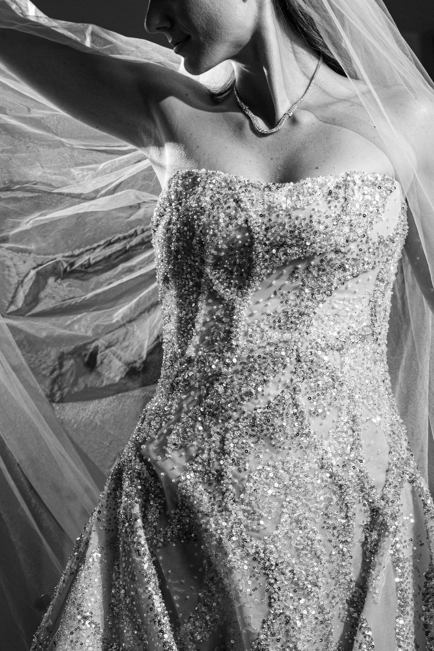 C2025-TWs05 - strapless beaded wedding gown