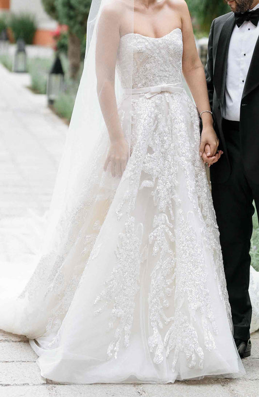 C2025-ES1725 - strapless beaded a-line wedding gown