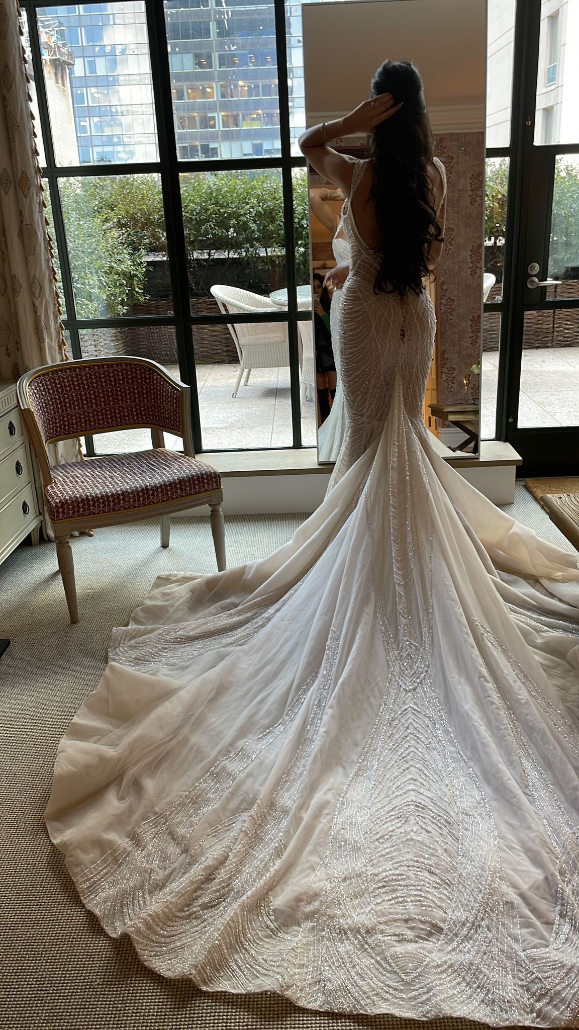 C2025-PSB17 - sleeveless beaded fitted wedding gown