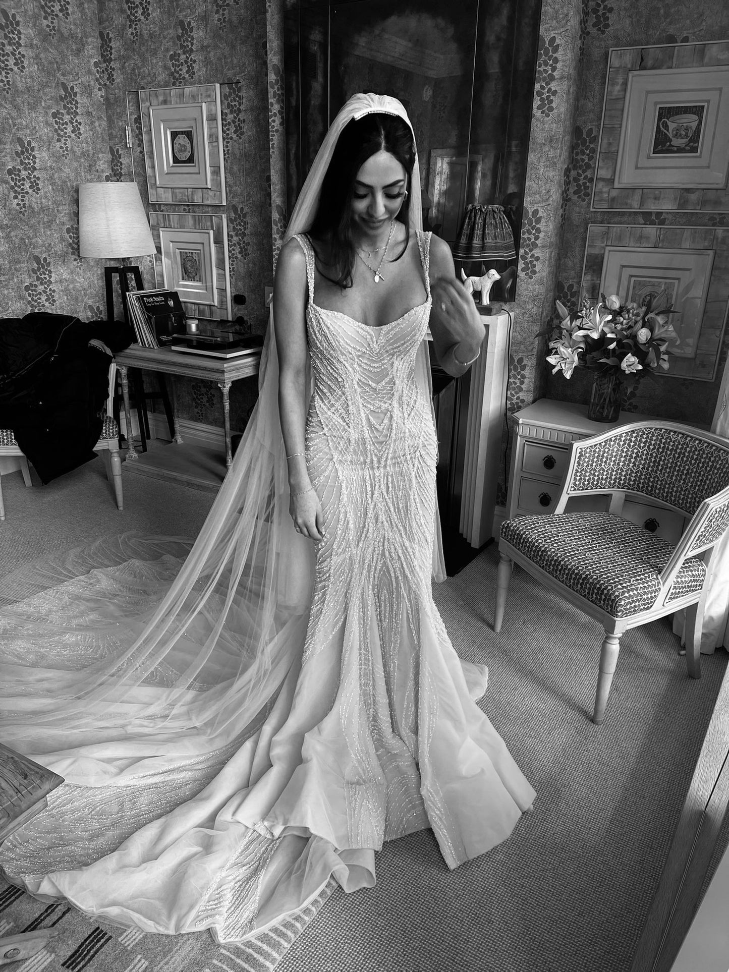 C2025-PSB17 - sleeveless beaded fitted wedding gown