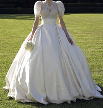 C2025-JT28 - Short puff sleeve empire waist wedding gown