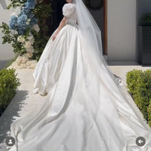 C2025-JT28 - Short puff sleeve empire waist wedding gown