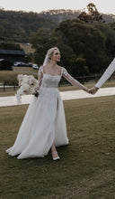C2025-PCLS3 - sheer long sleeve beaded wedding gown
