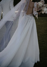 C2025-PCLS3 - sheer long sleeve beaded wedding gown