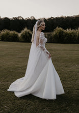 C2025-PCLS3 - sheer long sleeve beaded wedding gown