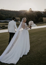C2025-PCLS3 - sheer long sleeve beaded wedding gown