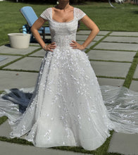 C2025-GH03 - short cap sleeve beaded wedding ball gown