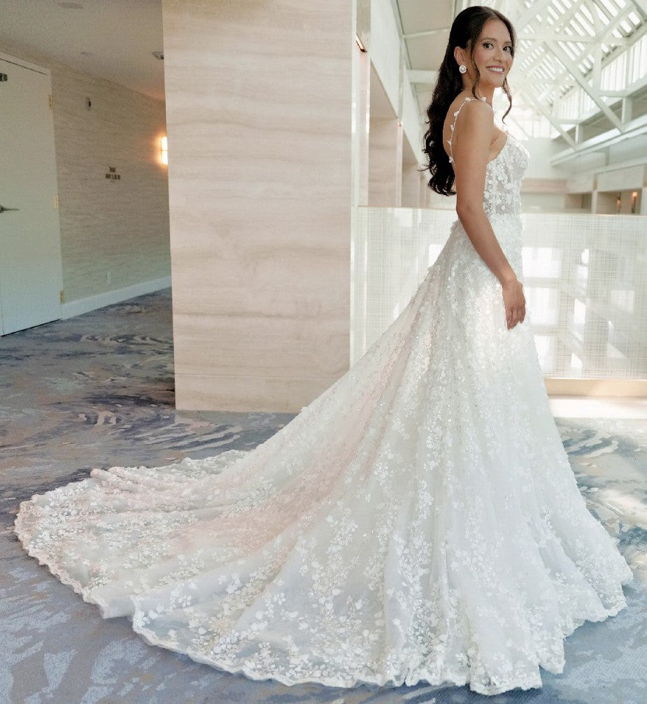 C2025-GLC3 - spaghetti strap a-line wedding gown