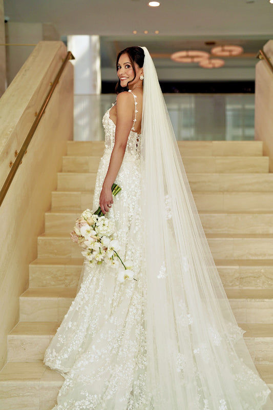 C2025-GLC3 - spaghetti strap a-line wedding gown